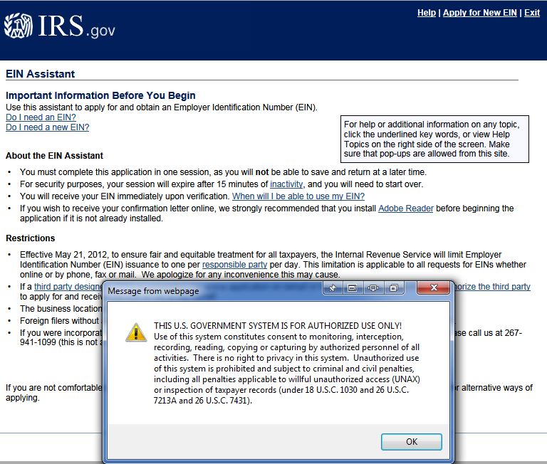 ein application page 1