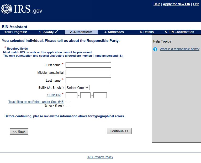 ein application page 5