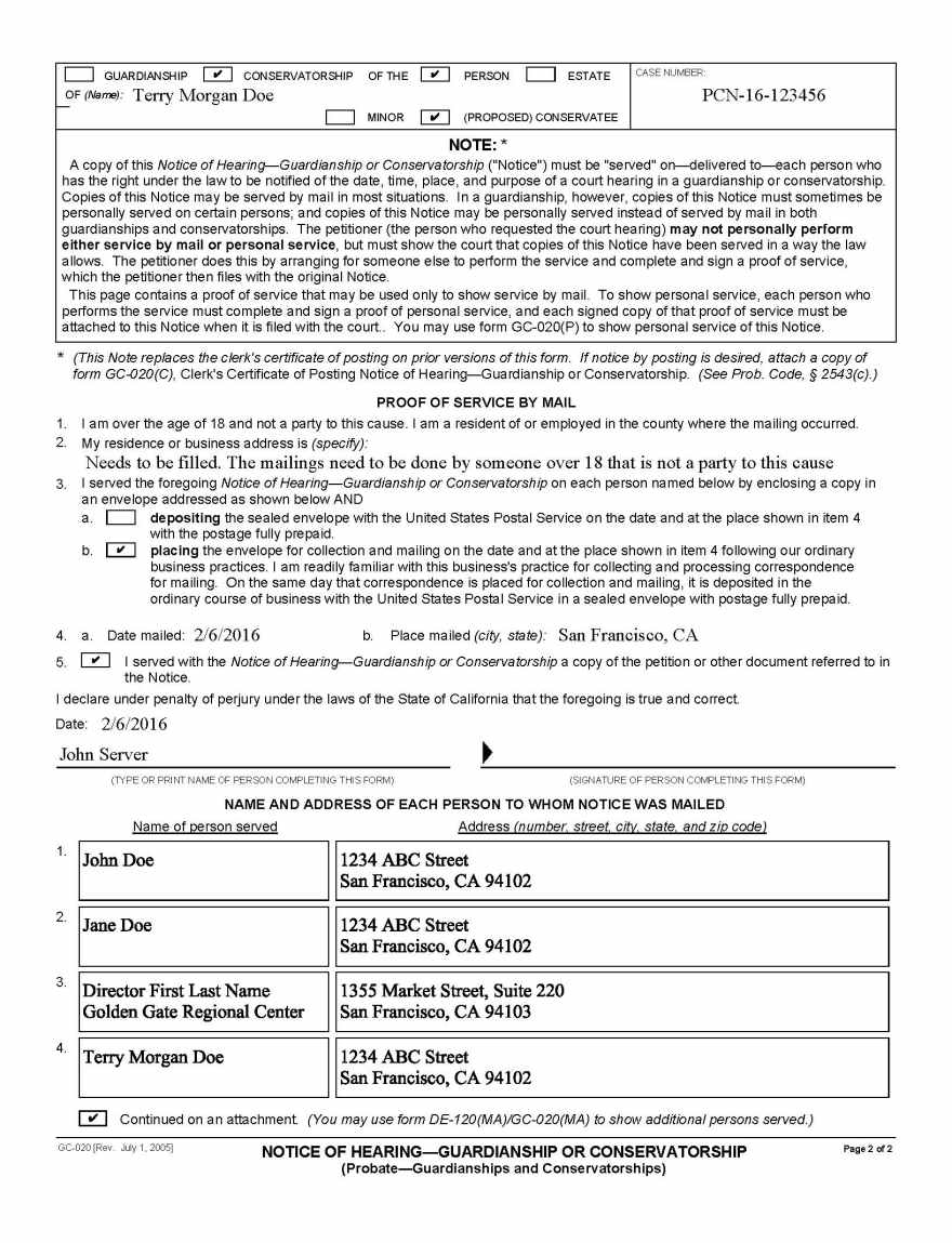 GC-020 Notice of Conservatorship page 2