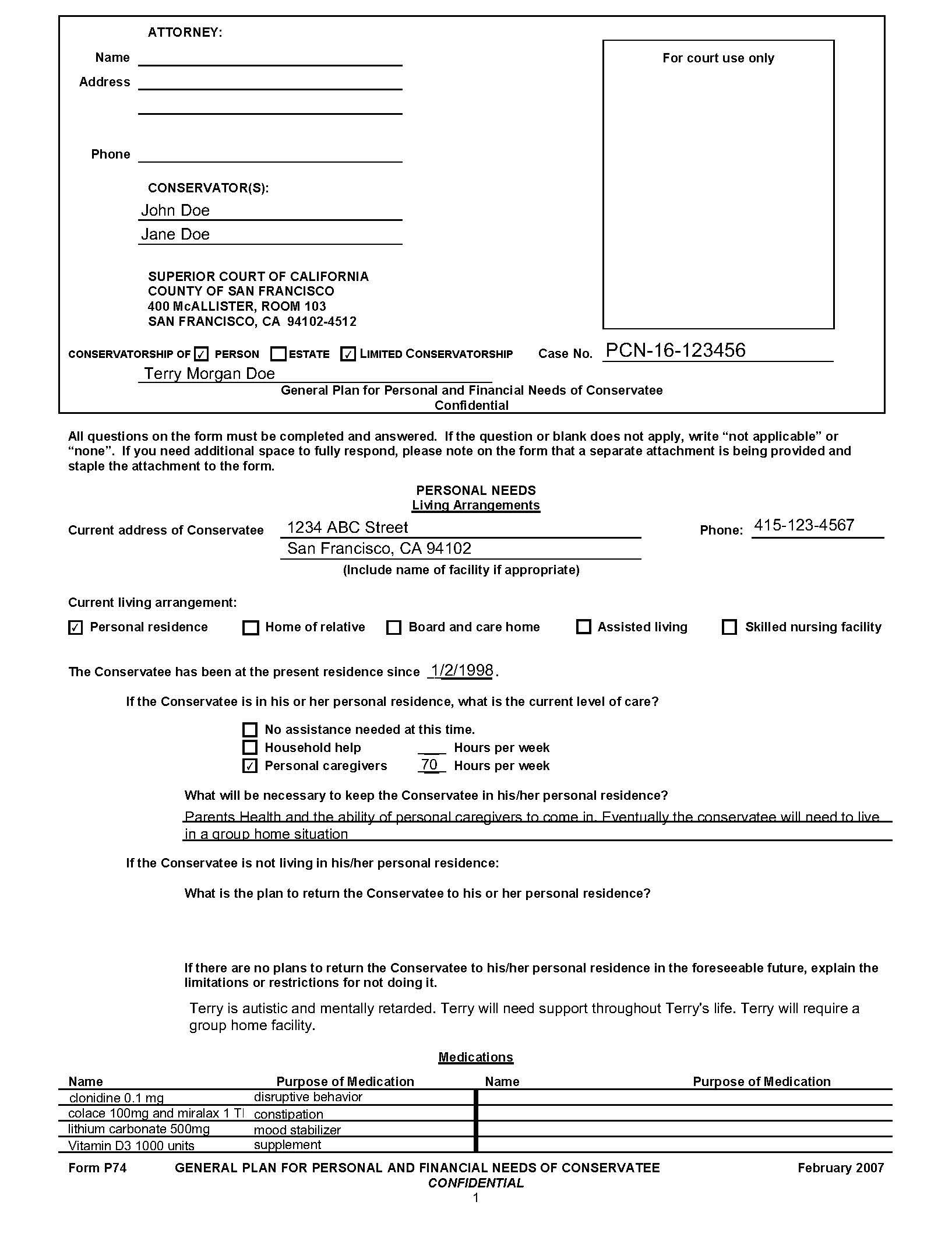 form p74 page 1